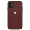 BMW BMHCN61RSPPR Leather Curve Perforate cietais apvalks tālrunim Apple iPhone 11, sarkans