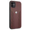 BMW BMHCN61RSPPR Leather Curve Perforate cietais apvalks tālrunim Apple iPhone 11, sarkans