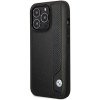 BMW BMHCP14L22RBDK Leather Blue Dots cietais vāciņš priekš iPhone 14 Pro 6,1", melns