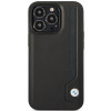 BMW BMHCP14L22RBDK Leather Blue Dots cietais vāciņš priekš iPhone 14 Pro 6,1", melns