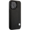 BMW BMHCP14L22RBDK Leather Blue Dots cietais vāciņš priekš iPhone 14 Pro 6,1", melns