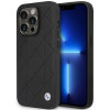 BMW BMHCP14L22RQDK Leather Quilted cietais vāciņš priekš iPhone 14 Pro 6,1", melns