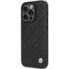 BMW BMHCP14L22RQDK Leather Quilted cietais vāciņš priekš iPhone 14 Pro 6,1", melns