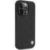 BMW BMHCP14L22RQDK Leather Quilted cietais vāciņš priekš iPhone 14 Pro 6,1", melns
