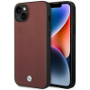 BMW BMHCP14S22RFGR Leather Diamond Pattern cietais vāciņš priekš iPhone 14 6,1", bordo sarkans