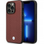 BMW BMHCP14L22RFGR Leather Diamond Pattern cietais vāciņš priekš iPhone 14 Pro 6,1", bordo sarkans
