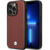 BMW BMHCP14L22RFGR Leather Diamond Pattern cietais vāciņš priekš iPhone 14 Pro 6,1", bordo sarkans