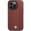 BMW BMHCP14L22RFGR Leather Diamond Pattern cietais vāciņš priekš iPhone 14 Pro 6,1", bordo sarkans