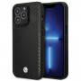 BMW BMHCP14L22RFGK Leather Diamond Pattern cietais vāciņš priekš iPhone 14 Pro 6,1", melns