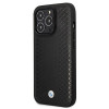 BMW BMHCP14L22RFGK Leather Diamond Pattern cietais vāciņš priekš iPhone 14 Pro 6,1", melns