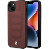 BMW BMHCP14S22RPSR apvalks priekš iPhone 14, bordo krāsā, Leather Seats Pattern