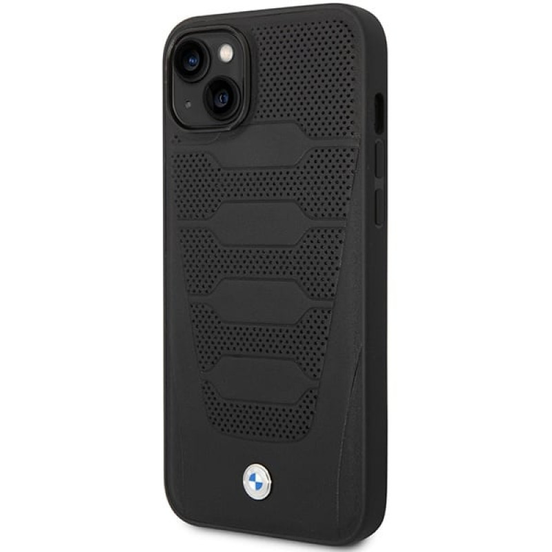 BMW BMHCP14S22RPSK apvalks priekš iPhone 14, melns, Leather Seats Pattern