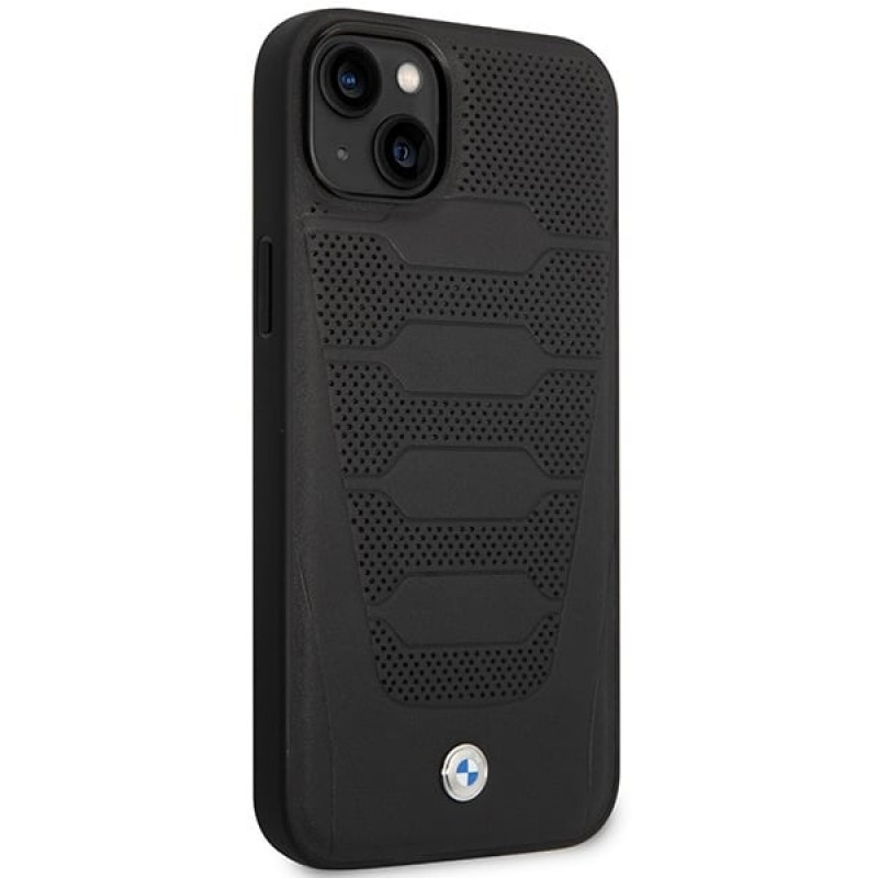BMW BMHCP14S22RPSK apvalks priekš iPhone 14, melns, Leather Seats Pattern