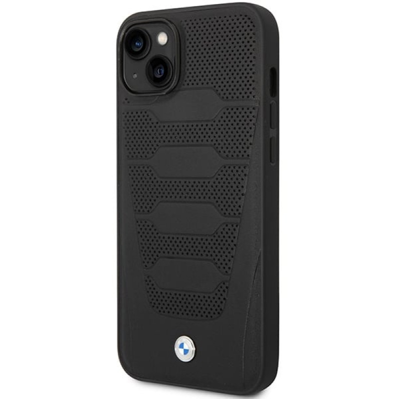 BMW BMHCP14S22RPSK apvalks priekš iPhone 14, melns, Leather Seats Pattern