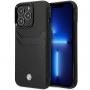 BMW BMHCP14L22RSEPK apvalks priekš iPhone 14 Pro, melns, Leather Card Slot