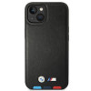BMW BMHCP14M22PTDK apvalks priekš iPhone 14 Plus, melns, Leather Stamp Tricolor