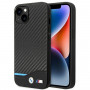 BMW BMHCP14M22NBCK apvalks priekš iPhone 14 Plus, melns, Leather Carbon