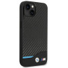 BMW BMHCP14M22NBCK apvalks priekš iPhone 14 Plus, melns, Leather Carbon