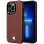 BMW BMHMP14L22RFGR Leather Diamond Pattern MagSafe aizsargvāciņš tālrunim Apple iPhone 14 Pro 6,1″, bordo