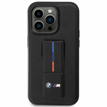 BMW BMHCP14M22GSLK Grip Stand Hot Stamp cietais tālruņa apvalks Apple iPhone 14 Plus / 15 Plus, melns