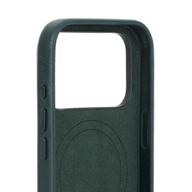 Mujjo Troubadour ādas maciņš Apple iPhone 18 Pro / 17 Pro tālrunim, MagSafe, obsidiāna zaļš