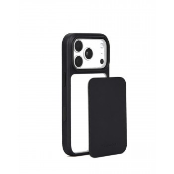 Mujjo Troubadour Modular ādas maciņš Apple iPhone 18 Pro / 17 Pro tālrunim, MagSafe, melns