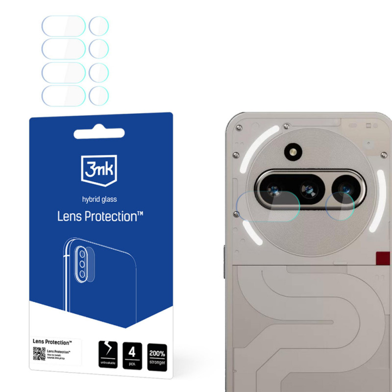 3MK Lens Protection hibrīda stikls tālruņa Nothing Phone (3a) kameras lēcai (4 gab.)