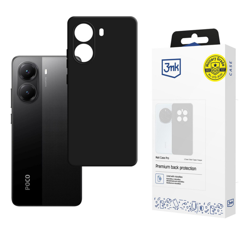 3MK Matt Case Pro apvalks Poco X7 Pro 5G viedtālrunim, melns