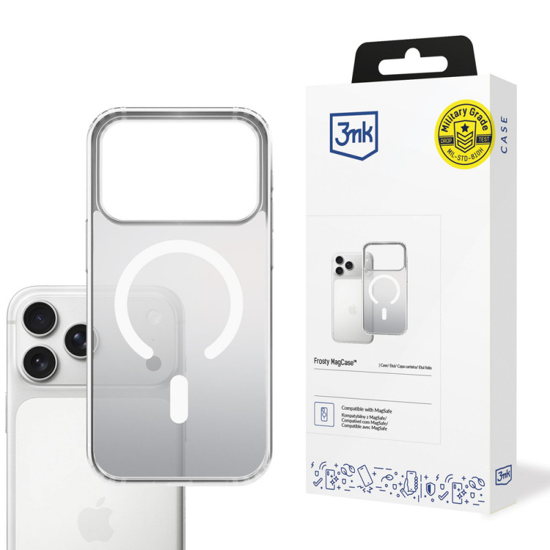 3mk Frosty MagCase apvalks Apple iPhone 17 Pro Max, baltā krāsā