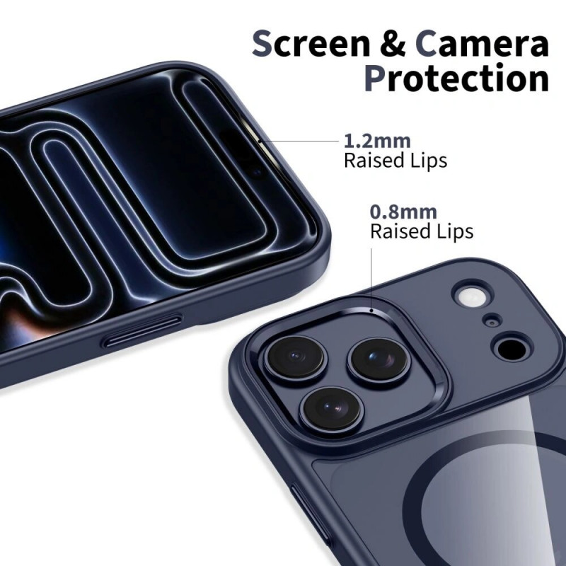 Tech-Protect MagMat MagSafe aizsargapvalks Apple iPhone 17 Pro, tumši zils/caurspīdīgs
