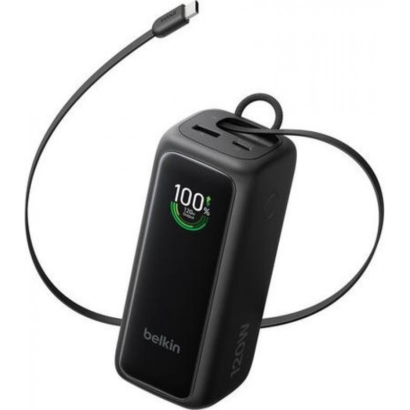 Belkin UltraCharge Smart Display Power uzlādes baterija BPB042HQBK, PD 120 W, ievelkams USB-C vads