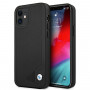 BMW BMHCP12SRCDPK Apple iPhone 12 mini cietais maciņš Leather Deboss, melns
