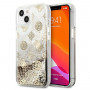 Guess GUHCP13SLGPEGO Apple iPhone 13 mini cietais futrālis Peony Liquid Glitter, zelta