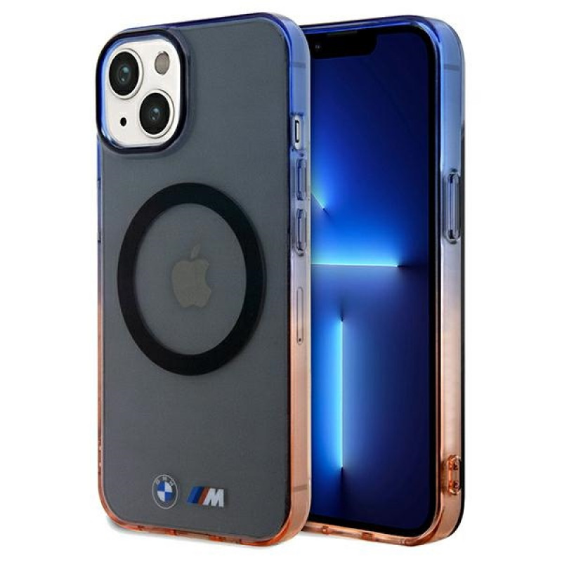 BMW BMHMP15MHTGE Gradient Bumper MagSafe cietais maciņš Apple iPhone 15 Plus / 14 Plus, pelēks