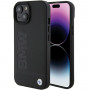 BMW BMHMP15MSLLBK Leather Hot Stamp MagSafe vāciņš Apple iPhone 15 Plus / 14 Plus, melns