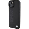 BMW BMHMP15MSLLBK Leather Hot Stamp MagSafe vāciņš Apple iPhone 15 Plus / 14 Plus, melns