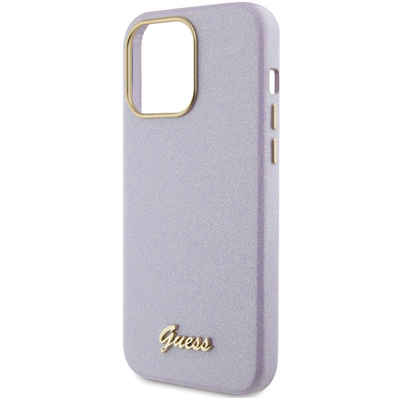 Guess GUHCP15XPGMCSL Glitter Glossy Script hardcase Apple iPhone 15 Pro Max, ceriņkrāsā