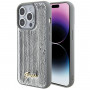 Guess Sequin Script Metal cietais maciņš Apple iPhone 15 Pro Max, sudraba