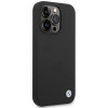 BMW BMHCP15LSILBK Apple iPhone 15 Pro Silicone Metal Logo vāciņš, melns