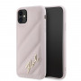 Karl Lagerfeld KLHCN61PQDSMGP Apple iPhone 11 / XR cietais apvalks Diagonal Quilted Script, rozā