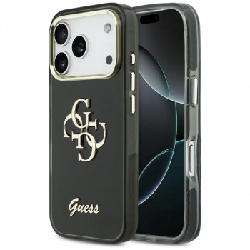 Guess GUE5344 IML 4G Script Metal cietais maciņš Apple iPhone 17 Pro Max, melns