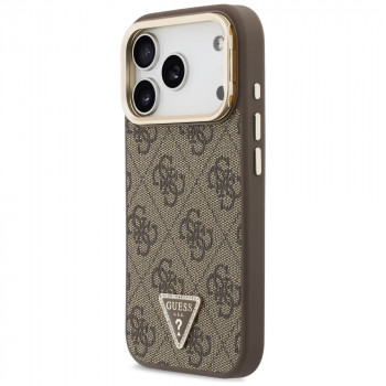 Guess 4G PU Triangle Logo & Stand Camera MagSafe apvalks Apple iPhone 18 Pro / 17 Pro, brūns