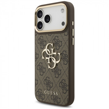 Guess 4G Big 4G Classic Logo Big Strap Metal Buttons vāciņš ar siksnu Apple iPhone 18 Pro / 17 Pro, brūns