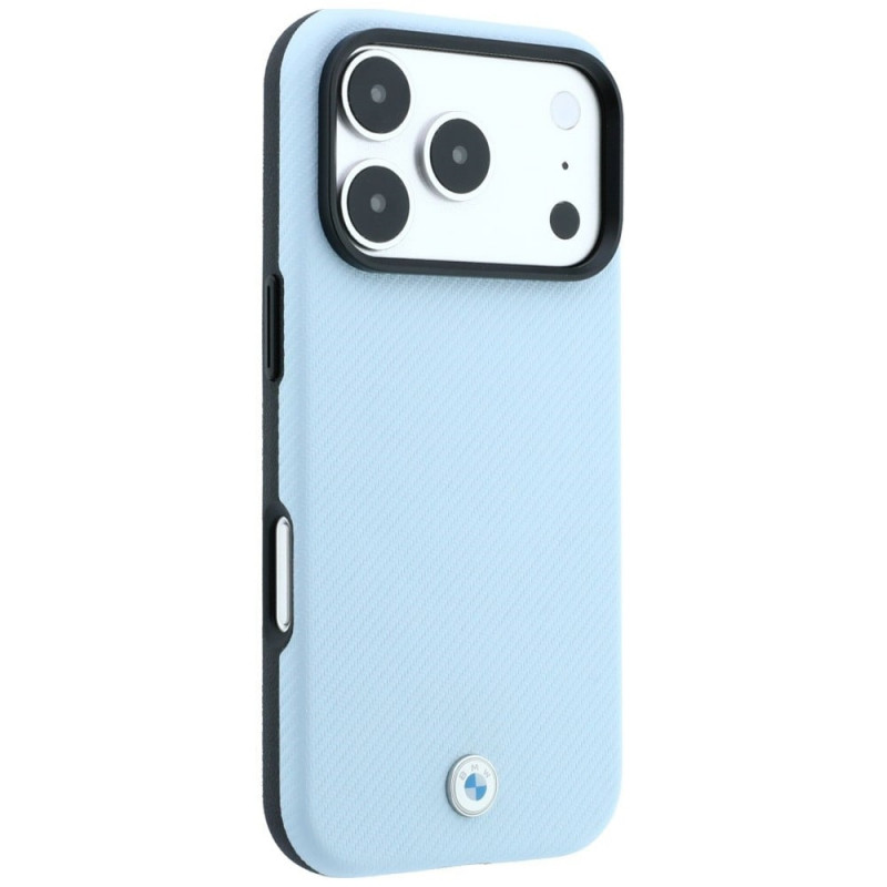 BMW Kevlar Metal Logo MagSafe vāciņš Apple iPhone 18 Pro / 17 Pro, zils