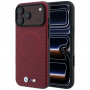 BMW M Carbon Printed Ring MagSafe vāciņš Apple iPhone 18 Pro / 17 Pro, bordo
