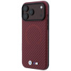 BMW M Carbon Printed Ring MagSafe apvalks Apple iPhone 18 Pro Max / 17 Pro Max, sarkans