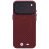 BMW M Carbon Printed Ring MagSafe apvalks Apple iPhone 18 Pro Max / 17 Pro Max, sarkans