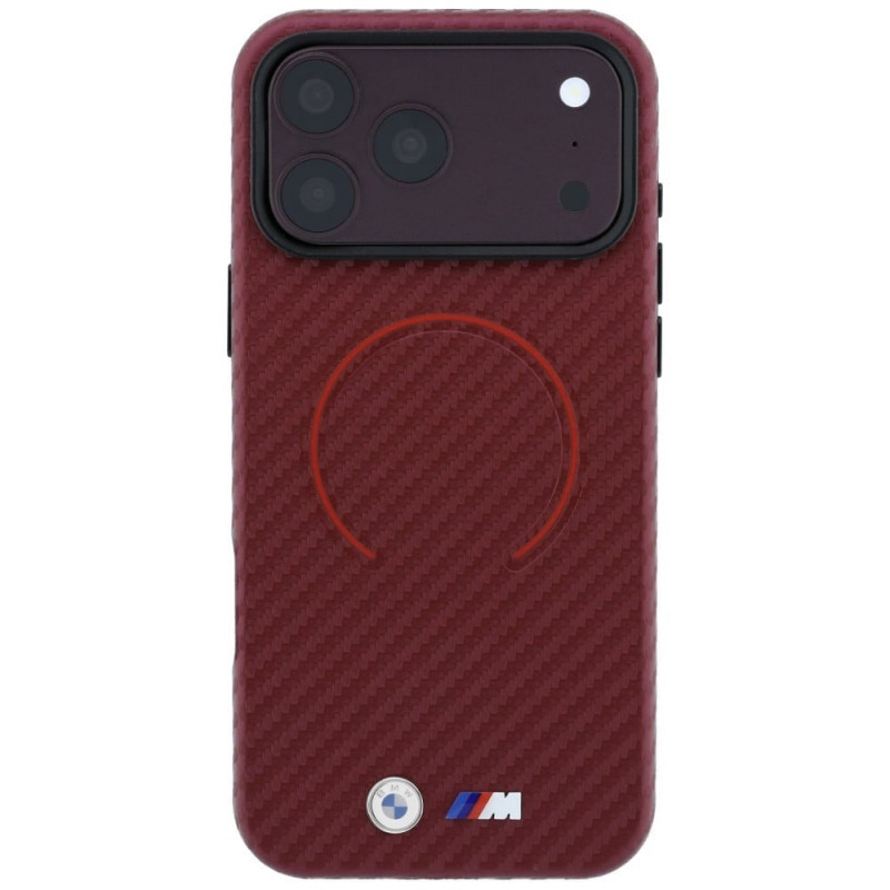 BMW M Carbon Printed Ring MagSafe apvalks Apple iPhone 18 Pro Max / 17 Pro Max, sarkans
