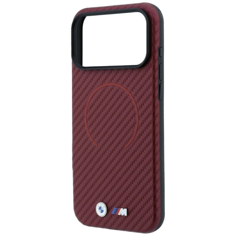 BMW M Carbon Printed Ring MagSafe apvalks Apple iPhone 18 Pro Max / 17 Pro Max, sarkans