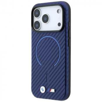 BMW M Carbon Printed Ring MagSafe vāciņš Apple iPhone 18 Pro / 17 Pro, tumši zilā krāsā